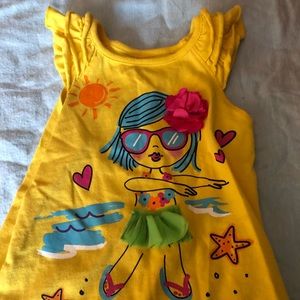 Bright yellow fun tank top for girls 4t